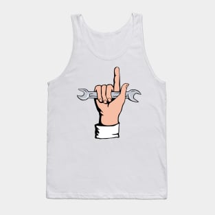 Hand Holding Spanner and Pointing Up Retro Tank Top